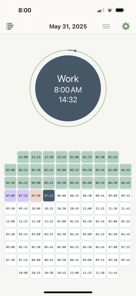 prototype screen: round category button