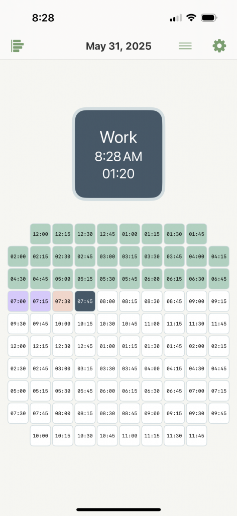 prototype screen: square category button